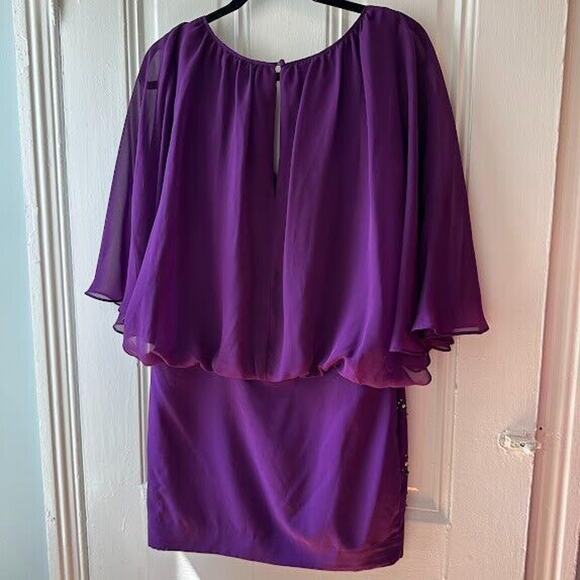 Rampage Mini Dress Womens Medium Purple Beaded Cocktail Y2K Early 2000s VTG - Picture 5 of 6